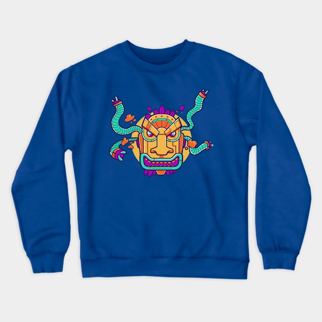 Mecha Tiki Mask Crewneck Sweatshirt by strangethingsa